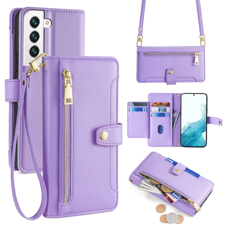 Sheep Texture Cross-body Zipper Wallet Leather Phone Case, For Samsung Galaxy A13 4G, For Samsung Galaxy M52 5G, For Samsung Galaxy S22+ 5G, For Samsung Galaxy S22 5G, For Samsung Galaxy A13 5G, For Samsung Galaxy A52 5G / 4G / A52s 5G                 ...