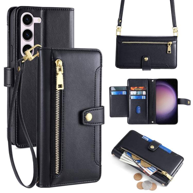 Sheep Texture Cross-body Zipper Wallet Leather Phone Case, For Samsung Galaxy M55 5G, For Samsung Galaxy M15, For Samsung Galaxy Xcover 7 5G, For Samsung Galaxy S24 Ultra 5G, For Samsung Galaxy S24+ 5G, For Samsung Galaxy S24 5G, For Samsung Galaxy A05...