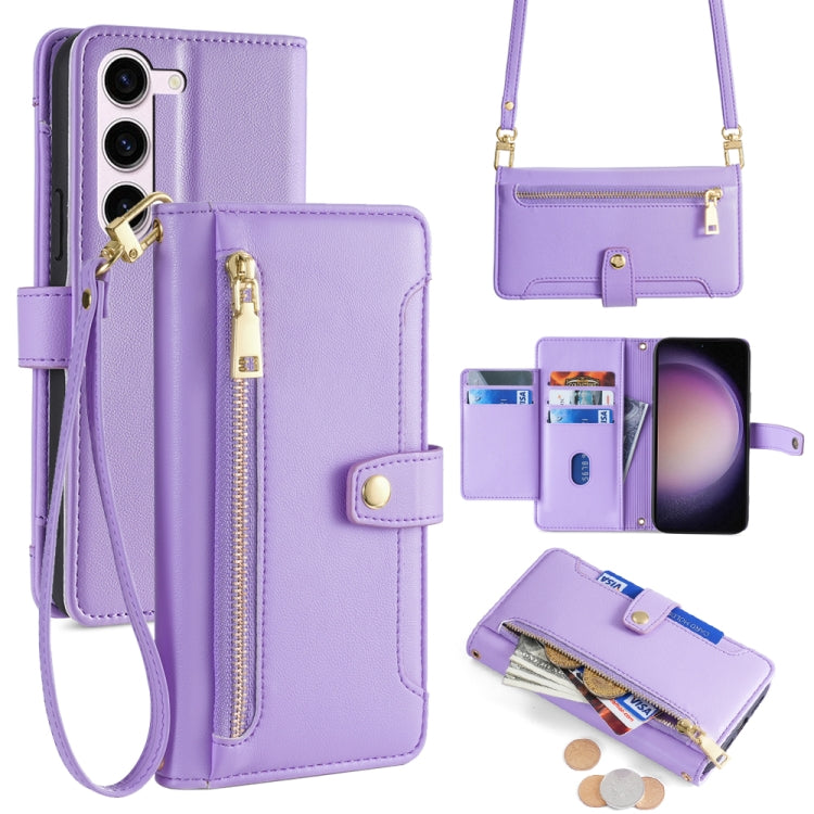 Sheep Texture Cross-body Zipper Wallet Leather Phone Case, For Samsung Galaxy M55 5G, For Samsung Galaxy M15, For Samsung Galaxy Xcover 7 5G, For Samsung Galaxy S24 Ultra 5G, For Samsung Galaxy S24+ 5G, For Samsung Galaxy S24 5G, For Samsung Galaxy A05...
