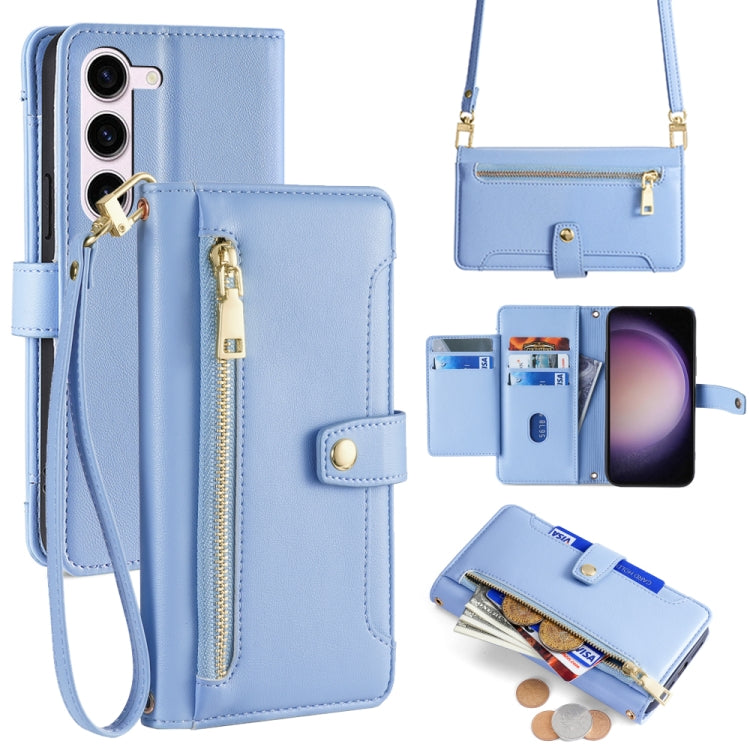 Sheep Texture Cross-body Zipper Wallet Leather Phone Case, For Samsung Galaxy M55 5G, For Samsung Galaxy M15, For Samsung Galaxy Xcover 7 5G, For Samsung Galaxy S24 Ultra 5G, For Samsung Galaxy S24+ 5G, For Samsung Galaxy S24 5G, For Samsung Galaxy A05...