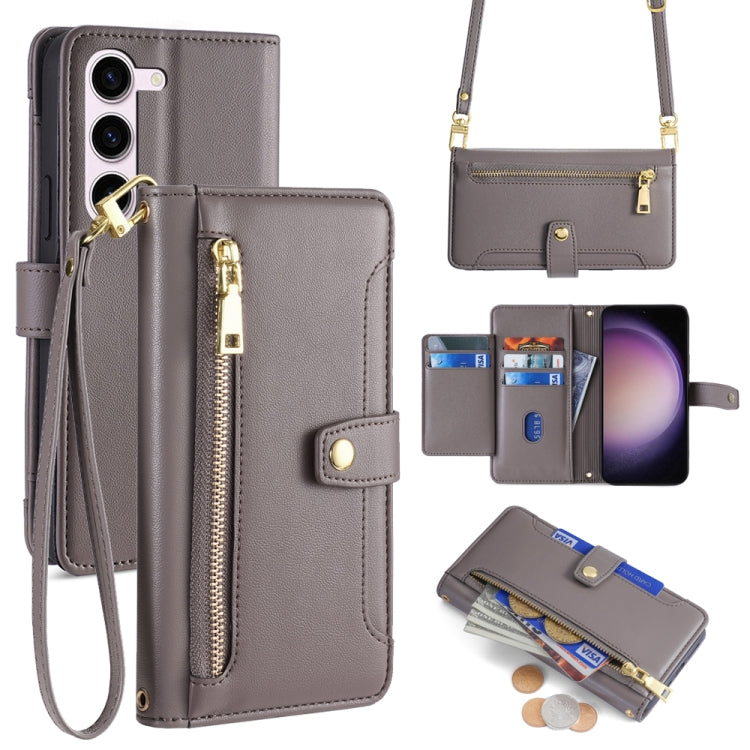 Sheep Texture Cross-body Zipper Wallet Leather Phone Case, For Samsung Galaxy M55 5G, For Samsung Galaxy M15, For Samsung Galaxy Xcover 7 5G, For Samsung Galaxy S24 Ultra 5G, For Samsung Galaxy S24+ 5G, For Samsung Galaxy S24 5G, For Samsung Galaxy A05...