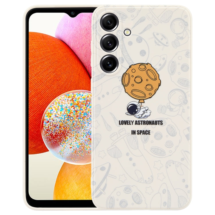 Astronaut Pattern Silicone Straight Edge Phone Case, For Samsung Galaxy A24, For Samsung Galaxy S21 Ultra 5G, For Samsung Galaxy S20, For Samsung Galaxy A14, For Samsung Galaxy A34 5G, For Samsung Galaxy S20+
