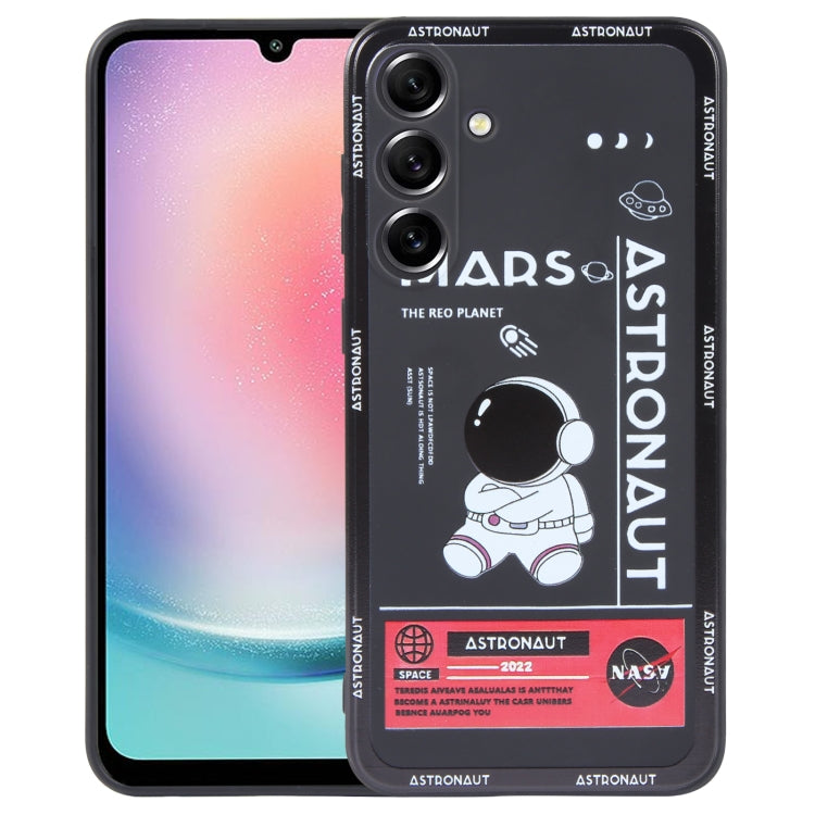Astronaut Pattern Silicone Straight Edge Phone Case, For Samsung Galaxy A24, For Samsung Galaxy S21 Ultra 5G, For Samsung Galaxy S20, For Samsung Galaxy A14, For Samsung Galaxy A34 5G, For Samsung Galaxy S20+