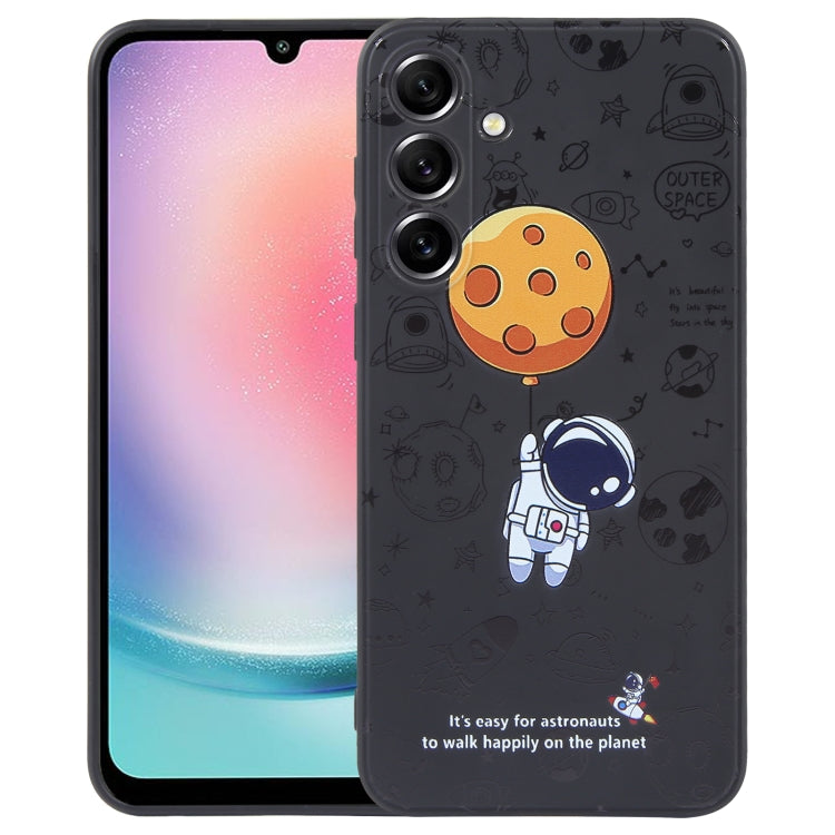 Astronaut Pattern Silicone Straight Edge Phone Case, For Samsung Galaxy A24, For Samsung Galaxy S21 Ultra 5G, For Samsung Galaxy S20, For Samsung Galaxy A14, For Samsung Galaxy A34 5G, For Samsung Galaxy S20+