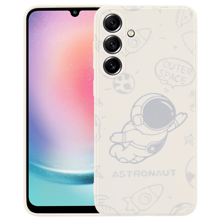 Astronaut Pattern Silicone Straight Edge Phone Case, For Samsung Galaxy A24, For Samsung Galaxy S21 Ultra 5G, For Samsung Galaxy S20, For Samsung Galaxy A14, For Samsung Galaxy A34 5G, For Samsung Galaxy S20+