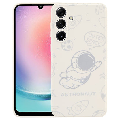 Astronaut Pattern Silicone Straight Edge Phone Case, For Samsung Galaxy A24, For Samsung Galaxy S21 Ultra 5G, For Samsung Galaxy S20, For Samsung Galaxy A14, For Samsung Galaxy A34 5G, For Samsung Galaxy S20+
