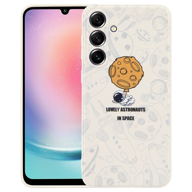 Astronaut Pattern Silicone Straight Edge Phone Case, For Samsung Galaxy A24, For Samsung Galaxy S21 Ultra 5G, For Samsung Galaxy S20, For Samsung Galaxy A14, For Samsung Galaxy A34 5G, For Samsung Galaxy S20+