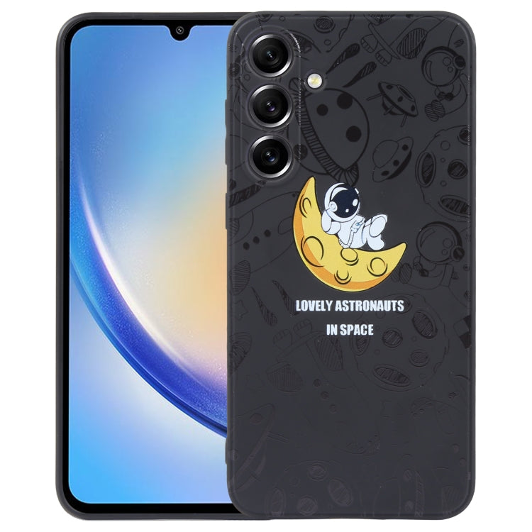 Astronaut Pattern Silicone Straight Edge Phone Case, For Samsung Galaxy A24, For Samsung Galaxy S21 Ultra 5G, For Samsung Galaxy S20, For Samsung Galaxy A14, For Samsung Galaxy A34 5G, For Samsung Galaxy S20+