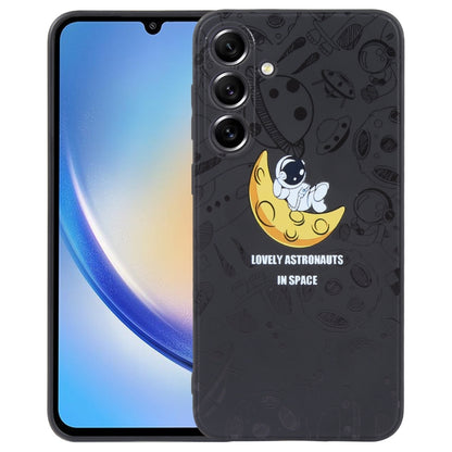 Astronaut Pattern Silicone Straight Edge Phone Case, For Samsung Galaxy A24, For Samsung Galaxy S21 Ultra 5G, For Samsung Galaxy S20, For Samsung Galaxy A14, For Samsung Galaxy A34 5G, For Samsung Galaxy S20+