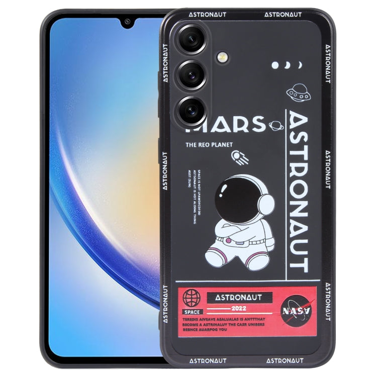 Astronaut Pattern Silicone Straight Edge Phone Case, For Samsung Galaxy A24, For Samsung Galaxy S21 Ultra 5G, For Samsung Galaxy S20, For Samsung Galaxy A14, For Samsung Galaxy A34 5G, For Samsung Galaxy S20+