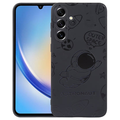 Astronaut Pattern Silicone Straight Edge Phone Case, For Samsung Galaxy A24, For Samsung Galaxy S21 Ultra 5G, For Samsung Galaxy S20, For Samsung Galaxy A14, For Samsung Galaxy A34 5G, For Samsung Galaxy S20+