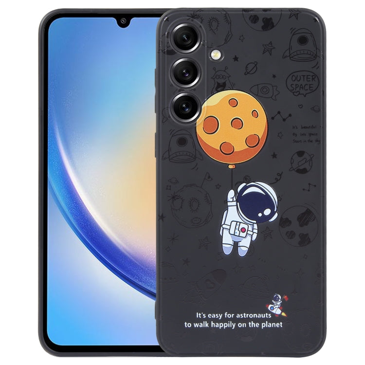 Astronaut Pattern Silicone Straight Edge Phone Case, For Samsung Galaxy A24, For Samsung Galaxy S21 Ultra 5G, For Samsung Galaxy S20, For Samsung Galaxy A14, For Samsung Galaxy A34 5G, For Samsung Galaxy S20+