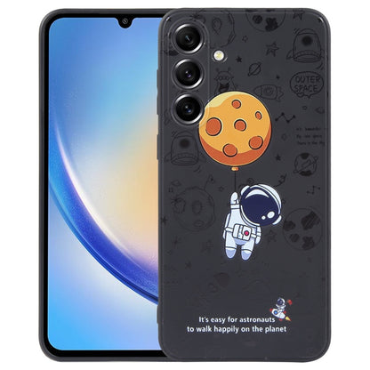 Astronaut Pattern Silicone Straight Edge Phone Case, For Samsung Galaxy A24, For Samsung Galaxy S21 Ultra 5G, For Samsung Galaxy S20, For Samsung Galaxy A14, For Samsung Galaxy A34 5G, For Samsung Galaxy S20+