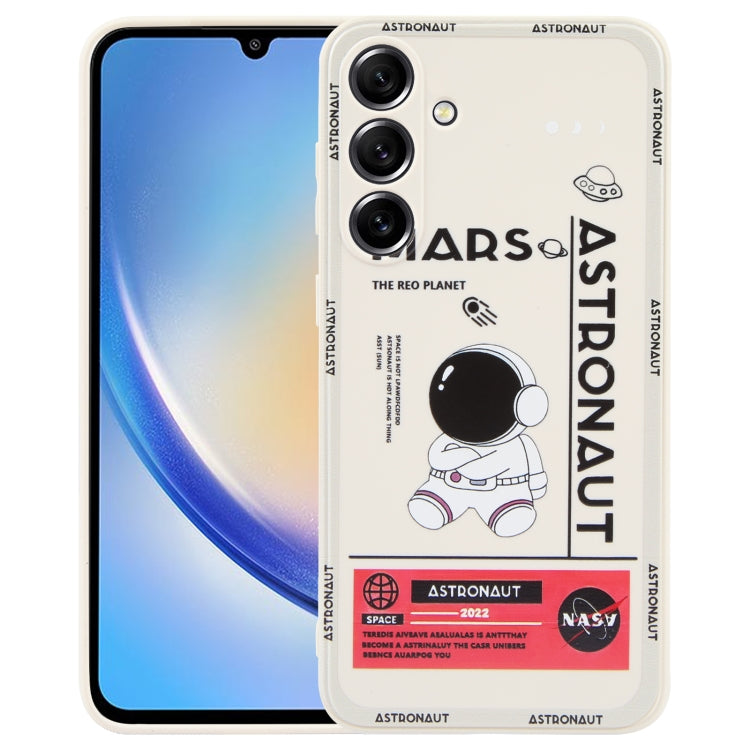 Astronaut Pattern Silicone Straight Edge Phone Case, For Samsung Galaxy A24, For Samsung Galaxy S21 Ultra 5G, For Samsung Galaxy S20, For Samsung Galaxy A14, For Samsung Galaxy A34 5G, For Samsung Galaxy S20+