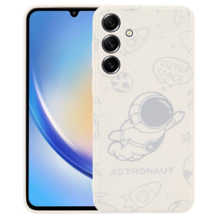 Astronaut Pattern Silicone Straight Edge Phone Case, For Samsung Galaxy A24, For Samsung Galaxy S21 Ultra 5G, For Samsung Galaxy S20, For Samsung Galaxy A14, For Samsung Galaxy A34 5G, For Samsung Galaxy S20+