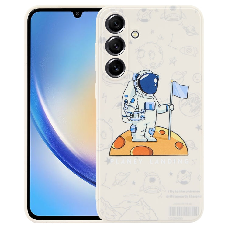 Astronaut Pattern Silicone Straight Edge Phone Case, For Samsung Galaxy A24, For Samsung Galaxy S21 Ultra 5G, For Samsung Galaxy S20, For Samsung Galaxy A14, For Samsung Galaxy A34 5G, For Samsung Galaxy S20+