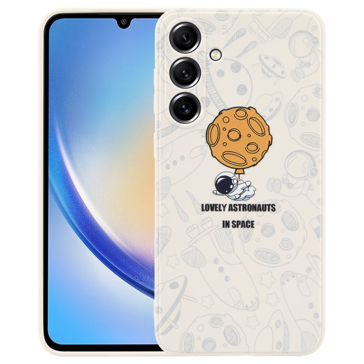 Astronaut Pattern Silicone Straight Edge Phone Case, For Samsung Galaxy A24, For Samsung Galaxy S21 Ultra 5G, For Samsung Galaxy S20, For Samsung Galaxy A14, For Samsung Galaxy A34 5G, For Samsung Galaxy S20+