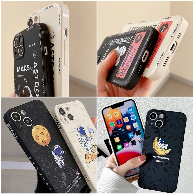 Astronaut Pattern Silicone Straight Edge Phone Case, For Samsung Galaxy A51, For Samsung Galaxy A50, For Samsung Galaxy A32 5G, For Samsung Galaxy A32 4G, For Samsung Galaxy A23 4G, For Samsung Galaxy A22 5G