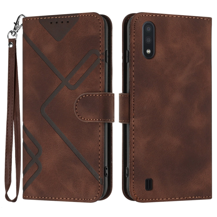 Line Pattern Skin Feel Leather Phone Case, For Samsung Galaxy A12, For Samsung Galaxy Note20 Ultra, For Samsung Galaxy Note20, For Samsung Galaxy A01 / M01, For Samsung Galaxy A21s, For Samsung Galaxy A51 5G, For Samsung Galaxy A71 5G                  ...