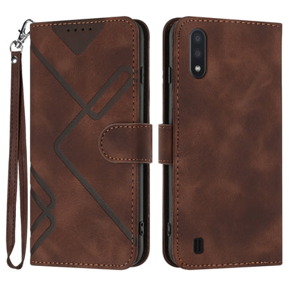 Line Pattern Skin Feel Leather Phone Case, For Samsung Galaxy A12, For Samsung Galaxy Note20 Ultra, For Samsung Galaxy Note20, For Samsung Galaxy A01 / M01, For Samsung Galaxy A21s, For Samsung Galaxy A51 5G, For Samsung Galaxy A71 5G                  ...