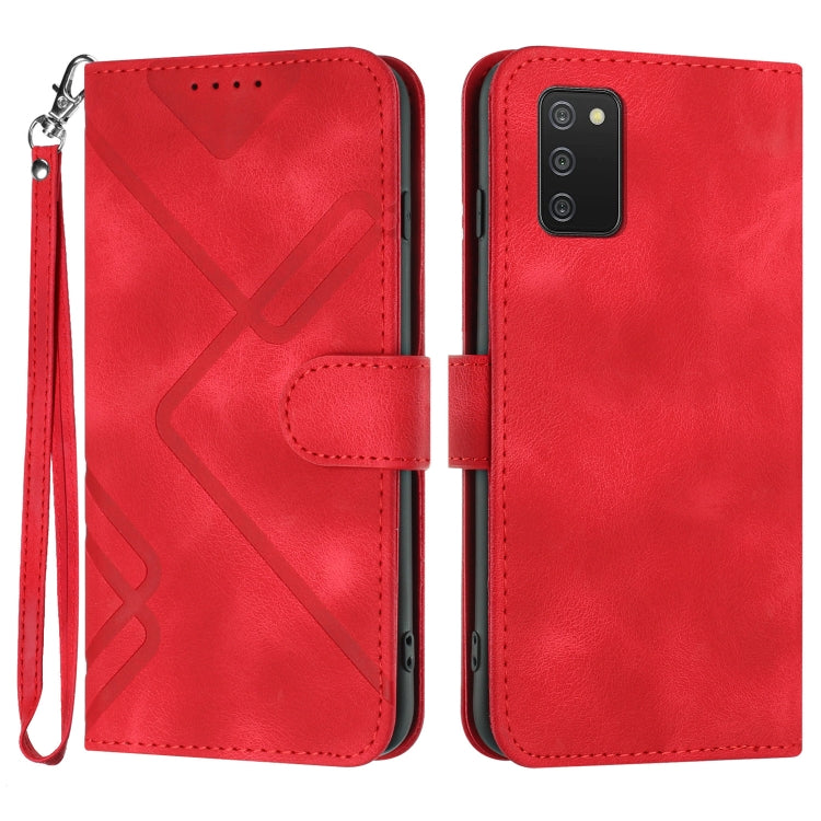 Line Pattern Skin Feel Leather Phone Case, For Samsung Galaxy S22 5G, For Samsung Galaxy A13 5G, For Samsung Galaxy Xcover 5, For Samsung Galaxy A03s 166mm, For Samsung Galaxy A41, For Samsung Galaxy A22 4G, For Samsung Galaxy A22 5G                   ...