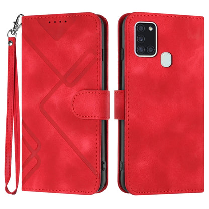 Line Pattern Skin Feel Leather Phone Case, For Samsung Galaxy A12, For Samsung Galaxy Note20 Ultra, For Samsung Galaxy Note20, For Samsung Galaxy A01 / M01, For Samsung Galaxy A21s, For Samsung Galaxy A51 5G, For Samsung Galaxy A71 5G                  ...