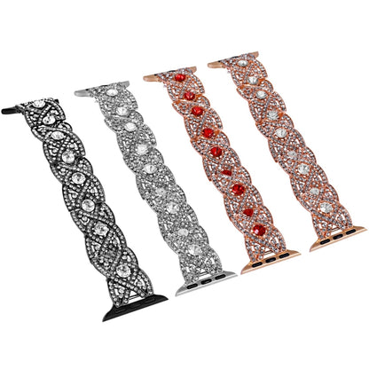 Diamonds Twist Metal Watch Band, For Apple Watch Series 10 46mm, For Apple Watch Series 10 42mm, For Apple Watch SE 2023 44mm, For Apple Watch SE 2023 40mm, For Apple Watch Ultra 2 49mm, For Apple Watch 9 45mm, For Apple Watch 9 41mm                   ...
