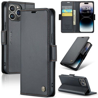 CaseMe 023 Butterfly Buckle Litchi Texture RFID Anti-theft Leather Phone Case, For iPhone 15 Pro Max, For iPhone 14, For iPhone 14 Plus, For iPhone 15 Pro, For iPhone 15 Plus, For iPhone 14 Pro, For iPhone 15, For iPhone 14 Pro Max