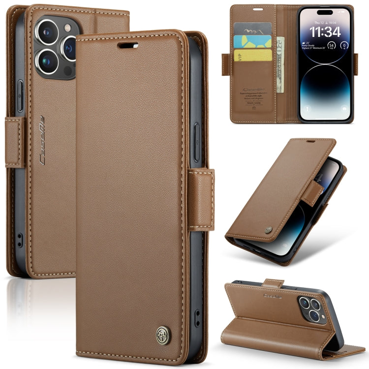 CaseMe 023 Butterfly Buckle Litchi Texture RFID Anti-theft Leather Phone Case, For iPhone 14, For iPhone 15 Pro Max, For iPhone 15 Pro, For iPhone 14 Plus, For iPhone 14 Pro, For iPhone 15 Plus, For iPhone 15, For iPhone 14 Pro Max