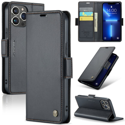 CaseMe 023 Butterfly Buckle Litchi Texture RFID Anti-theft Leather Phone Case, For iPhone 13, For iPhone 13 mini, For iPhone 13 Pro, For iPhone 13 Pro Max, For iPhone 12 / 12 Pro, For iPhone 12 Pro Max, For iPhone 12 mini, For iPhone 11