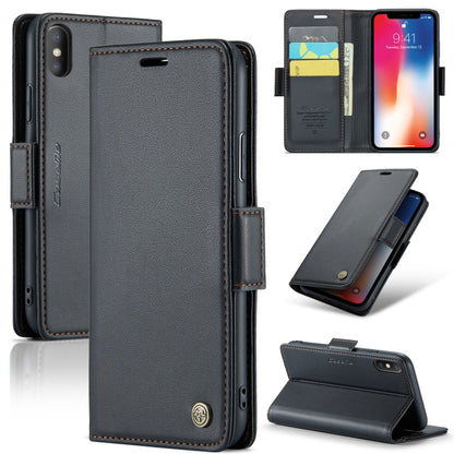 CaseMe 023 Butterfly Buckle Litchi Texture RFID Anti-theft Leather Phone Case, For iPhone 11 Pro, For iPhone 11 Pro Max, For iPhone XS Max, For iPhone XS, For iPhone XR, For iPhone SE 2022/SE 2020/6/7/8, For iPhone 6 Plus/7 Plus/8 Plus