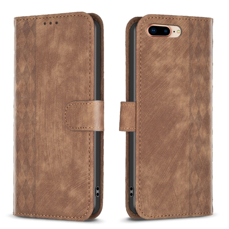 Plaid Embossed Leather Phone Case, For iPhone SE 2022 / 7 / 8, For iPhone 15, For iPhone 7 Plus / 8 Plus