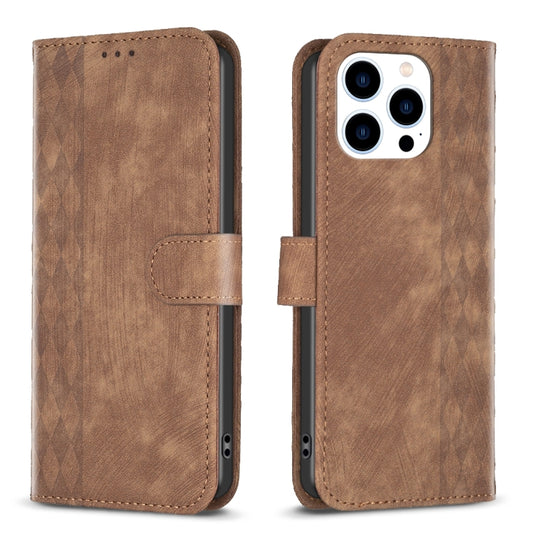 Plaid Embossed Leather Phone Case, For iPhone 15 Pro Max, For iPhone 14, For iPhone 14 Plus, For iPhone 14 Pro, For iPhone 14 Pro Max, For iPhone 13, For iPhone 13 Pro, For iPhone 15 Pro, For iPhone 13 Pro Max
