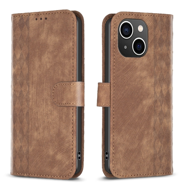 Plaid Embossed Leather Phone Case, For iPhone SE 2022 / 7 / 8, For iPhone 15, For iPhone 7 Plus / 8 Plus