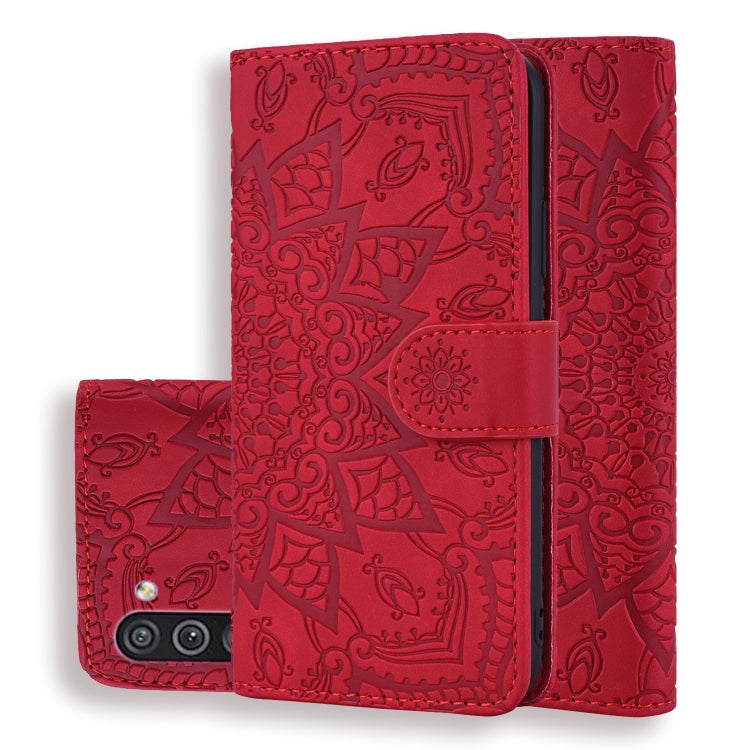 Embossed Sunflower Pattern Horizontal Flip PU Leather Case with Holder & Card Slots & Wallet & Lanyard, For Samsung Galaxy A01, For Samsung Galaxy A11, For Samsung Galaxy M11, For Samsung Galaxy A21, For Samsung Galaxy A31, For Samsung Galaxy A41      ...