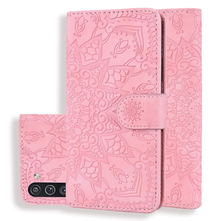 Embossed Sunflower Pattern Horizontal Flip PU Leather Case with Holder & Card Slots & Wallet & Lanyard, For Samsung Galaxy A01, For Samsung Galaxy A11, For Samsung Galaxy M11, For Samsung Galaxy A21, For Samsung Galaxy A31, For Samsung Galaxy A41      ...