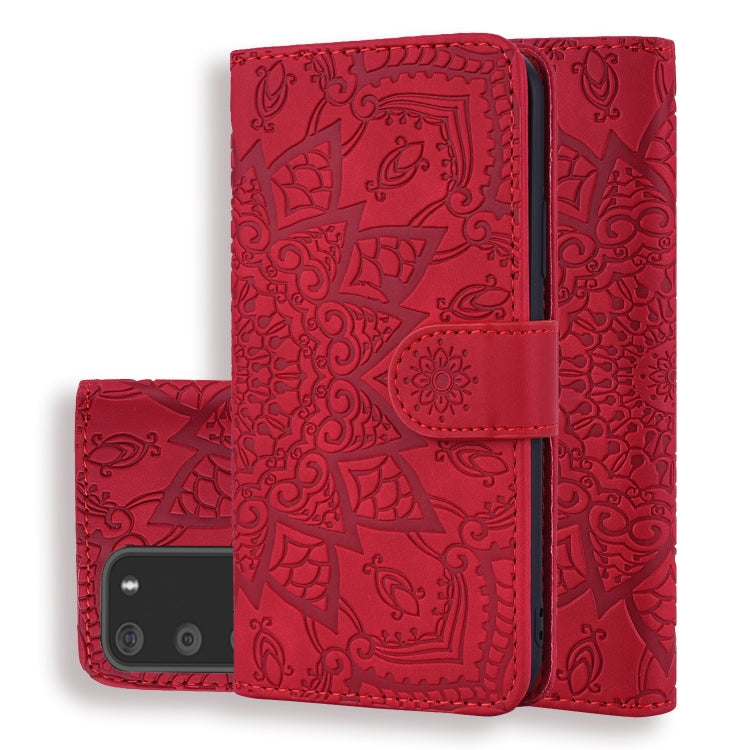 Embossed Sunflower Pattern Horizontal Flip PU Leather Case with Holder & Card Slots & Wallet & Lanyard, For Samsung Galaxy A01, For Samsung Galaxy A11, For Samsung Galaxy M11, For Samsung Galaxy A21, For Samsung Galaxy A31, For Samsung Galaxy A41      ...