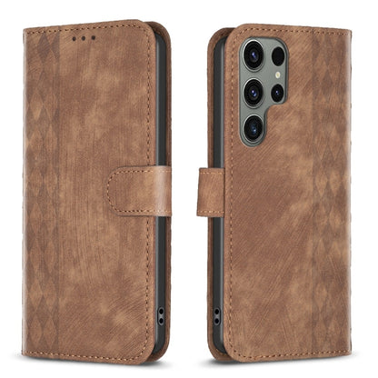 Plaid Embossed Leather Phone Case, For Samsung Galaxy A35, For Samsung Galaxy S24 Ultra 5G, For Samsung Galaxy A15, For Samsung Galaxy A25 5G, For Samsung Galaxy S23 5G, For Samsung Galaxy A55, For Samsung Galaxy S24+ 5G, For Samsung Galaxy S23 FE 5G  ...