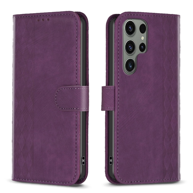 Plaid Embossed Leather Phone Case, For Samsung Galaxy A35, For Samsung Galaxy S24 Ultra 5G, For Samsung Galaxy A15, For Samsung Galaxy A25 5G, For Samsung Galaxy S23 5G, For Samsung Galaxy A55, For Samsung Galaxy S24+ 5G, For Samsung Galaxy S23 FE 5G  ...