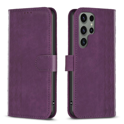 Plaid Embossed Leather Phone Case, For Samsung Galaxy A35, For Samsung Galaxy S24 Ultra 5G, For Samsung Galaxy A15, For Samsung Galaxy A25 5G, For Samsung Galaxy S23 5G, For Samsung Galaxy A55, For Samsung Galaxy S24+ 5G, For Samsung Galaxy S23 FE 5G  ...