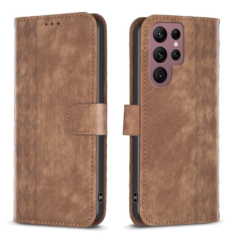 Plaid Embossed Leather Phone Case, For Samsung Galaxy S24 5G, For Samsung Galaxy S22 5G, For Samsung Galaxy S22+ 5G, For Samsung Galaxy S22 Ultra 5G, For Samsung Galaxy S21 5G, For Samsung Galaxy S21+ 5G, For Samsung Galaxy S21 Ultra 5G                ...