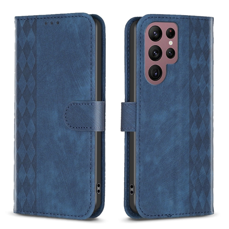 Plaid Embossed Leather Phone Case, For Samsung Galaxy S24 5G, For Samsung Galaxy S22 5G, For Samsung Galaxy S22+ 5G, For Samsung Galaxy S22 Ultra 5G, For Samsung Galaxy S21 5G, For Samsung Galaxy S21+ 5G, For Samsung Galaxy S21 Ultra 5G                ...
