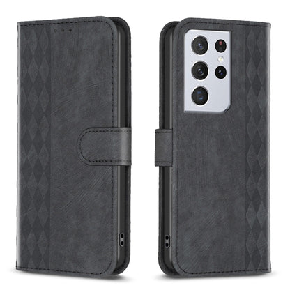 Plaid Embossed Leather Phone Case, For Samsung Galaxy S24 5G, For Samsung Galaxy S22 5G, For Samsung Galaxy S22+ 5G, For Samsung Galaxy S22 Ultra 5G, For Samsung Galaxy S21 5G, For Samsung Galaxy S21+ 5G, For Samsung Galaxy S21 Ultra 5G                ...