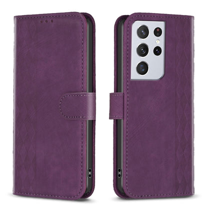 Plaid Embossed Leather Phone Case, For Samsung Galaxy S24 5G, For Samsung Galaxy S22 5G, For Samsung Galaxy S22+ 5G, For Samsung Galaxy S22 Ultra 5G, For Samsung Galaxy S21 5G, For Samsung Galaxy S21+ 5G, For Samsung Galaxy S21 Ultra 5G                ...