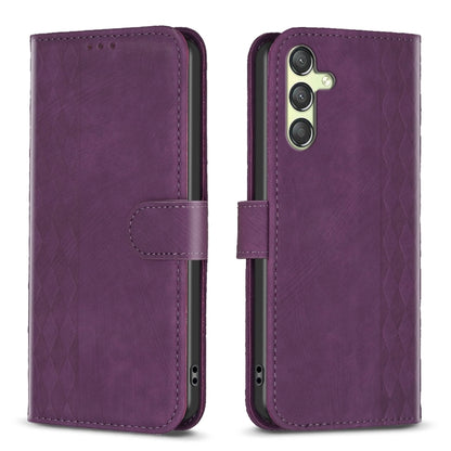 Plaid Embossed Leather Phone Case, For Samsung Galaxy A24 4G, For Samsung Galaxy A31, For Samsung Galaxy A32 4G, For Samsung Galaxy A32 5G, For Samsung Galaxy A33, For Samsung Galaxy A34, For Samsung Galaxy A41, For Samsung Galaxy A42 5G               ...