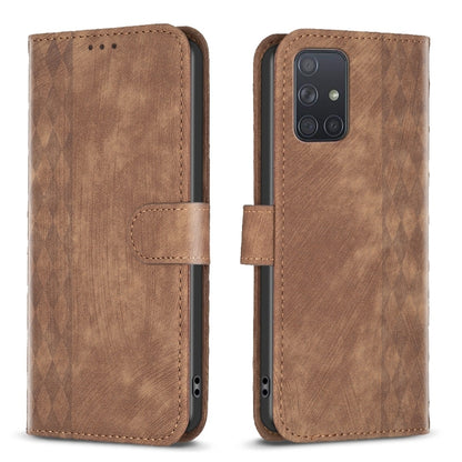 Plaid Embossed Leather Phone Case, For Samsung Galaxy A52 4G/5G, For Samsung Galaxy A53, For Samsung Galaxy A54, For Samsung Galaxy A71 4G, For Samsung Galaxy A72 4G/5G, For Samsung Galaxy A73