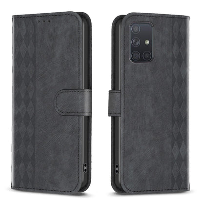 Plaid Embossed Leather Phone Case, For Samsung Galaxy A52 4G/5G, For Samsung Galaxy A53, For Samsung Galaxy A54, For Samsung Galaxy A71 4G, For Samsung Galaxy A72 4G/5G, For Samsung Galaxy A73