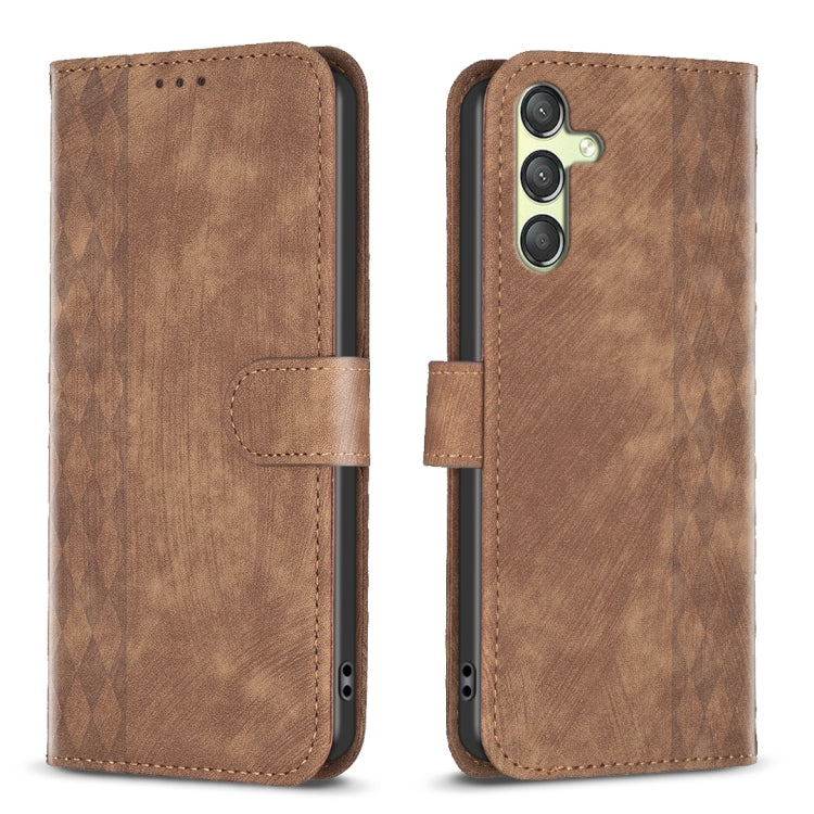 Plaid Embossed Leather Phone Case, For Samsung Galaxy A35, For Samsung Galaxy S24 Ultra 5G, For Samsung Galaxy A15, For Samsung Galaxy A25 5G, For Samsung Galaxy S23 5G, For Samsung Galaxy A55, For Samsung Galaxy S24+ 5G, For Samsung Galaxy S23 FE 5G  ...