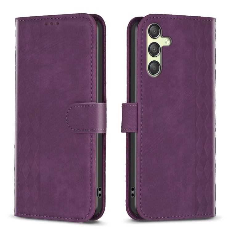 Plaid Embossed Leather Phone Case, For Samsung Galaxy A35, For Samsung Galaxy S24 Ultra 5G, For Samsung Galaxy A15, For Samsung Galaxy A25 5G, For Samsung Galaxy S23 5G, For Samsung Galaxy A55, For Samsung Galaxy S24+ 5G, For Samsung Galaxy S23 FE 5G  ...