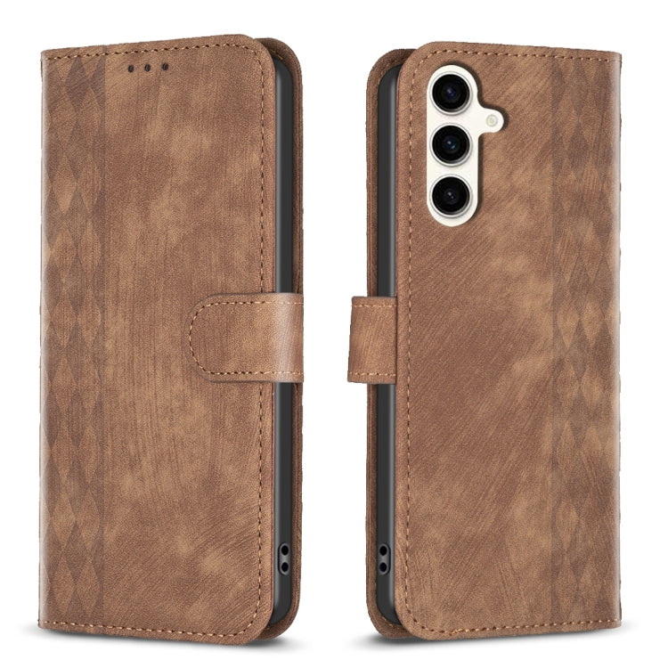 Plaid Embossed Leather Phone Case, For Samsung Galaxy A35, For Samsung Galaxy S24 Ultra 5G, For Samsung Galaxy A15, For Samsung Galaxy A25 5G, For Samsung Galaxy S23 5G, For Samsung Galaxy A55, For Samsung Galaxy S24+ 5G, For Samsung Galaxy S23 FE 5G  ...